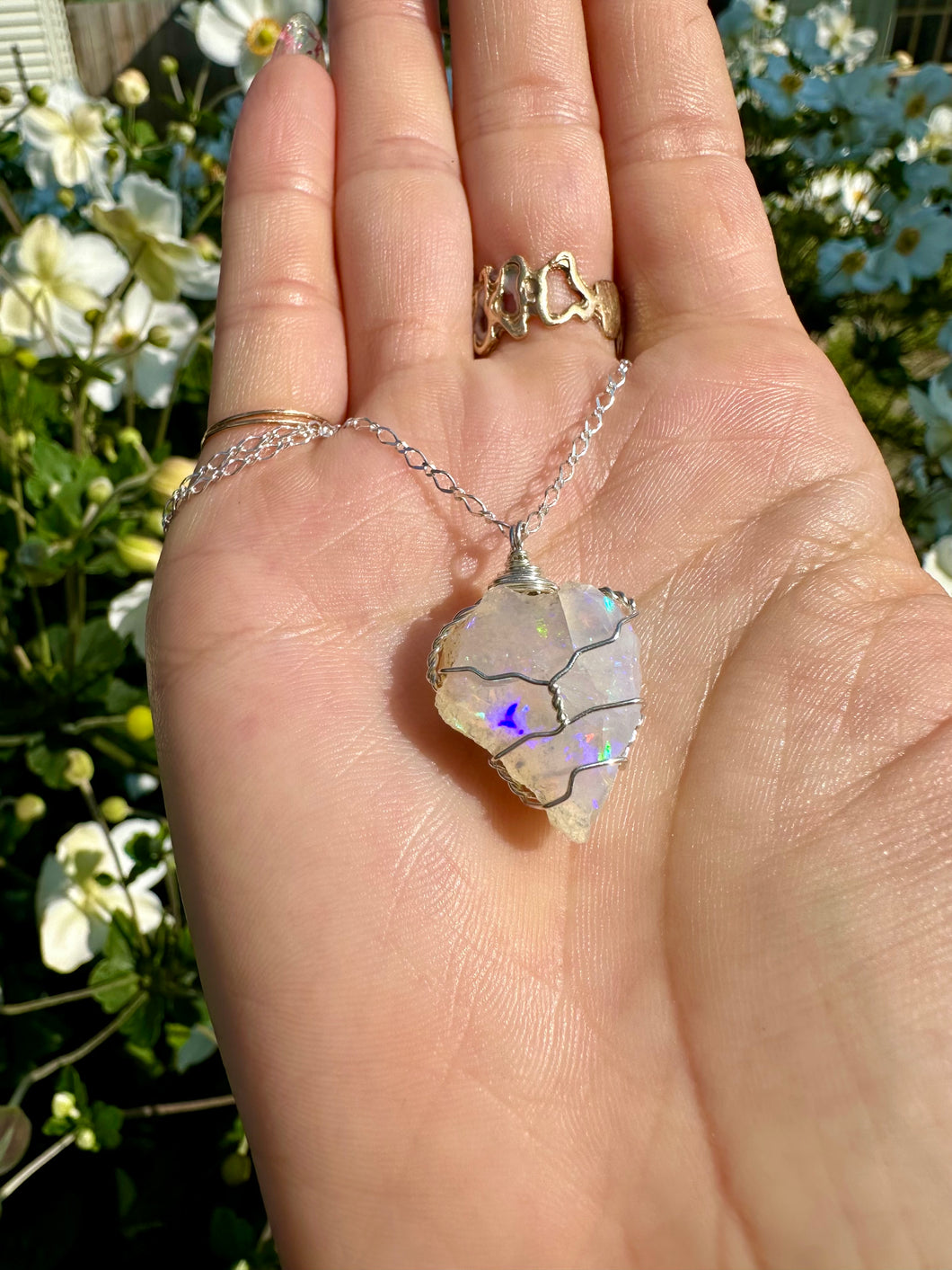 ♡one of one♡ raw opal necklace sterling silver