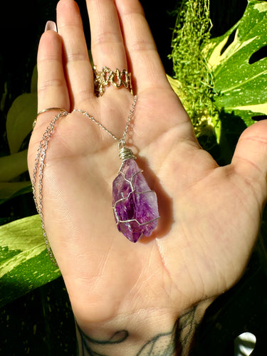 ♡one of one♡ raw amethyst necklace sterling silver