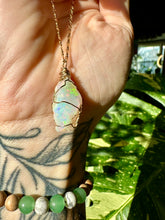 Load image into Gallery viewer, ♡one of one♡ iridescent raw opal necklace in 14k gold ***