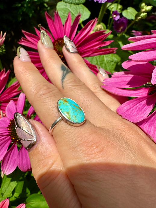 sterling silver turquoise ring- handmade for you in your size