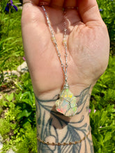 Load image into Gallery viewer, *one of one* raw opal necklace in sterling silver detailed chain 🌈