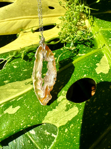 ♡one of one♡ agate geode necklace sterling silver