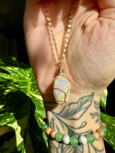 Load image into Gallery viewer, ♡one of one♡ iridescent raw opal necklace in 14k gold ***