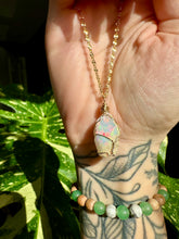 Load image into Gallery viewer, ♡one of one♡ iridescent raw opal necklace in 14k gold ***
