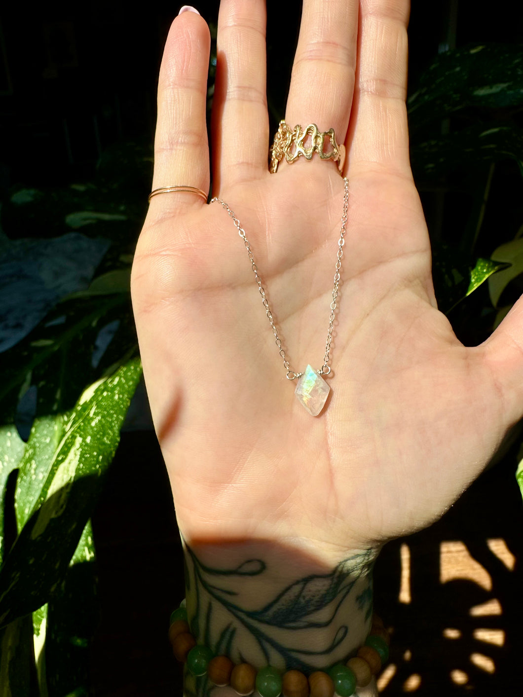 lil moonstone necklace- silver or gold