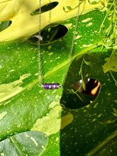 Load image into Gallery viewer, amethyst mini bar necklace sterling silver