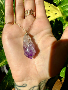 ♡one of one♡ raw amethyst necklace 14k gold