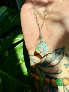 ♡one of one♡ iridescent raw opal necklace sterling silver