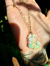 Load image into Gallery viewer, ♡one of one♡ iridescent raw opal necklace 14k gold