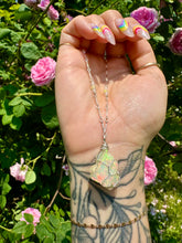 Load image into Gallery viewer, *one of one* raw opal necklace in sterling silver detailed chain 🌈