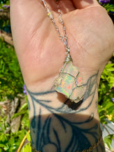 Load image into Gallery viewer, *one of one* raw opal necklace in sterling silver detailed chain 🌈