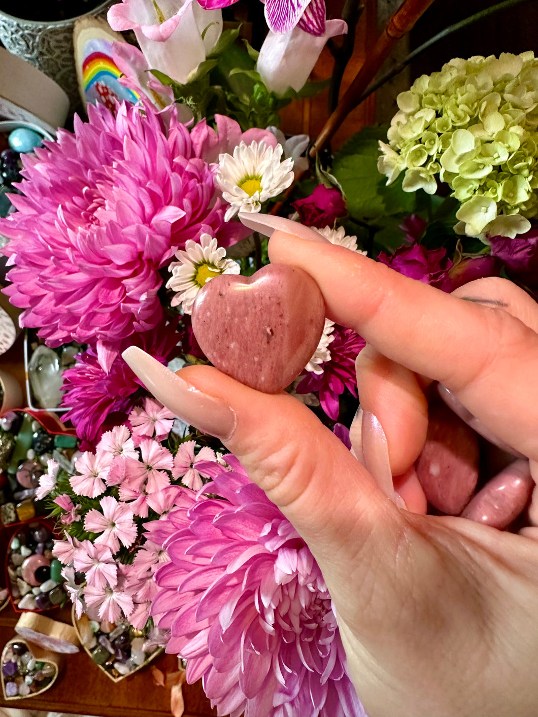 rhodonite crystal heart