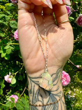Load image into Gallery viewer, *one of one* raw opal necklace in sterling silver detailed chain 🌈