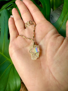 ♡one of one♡ raw opal necklace gold 🌈