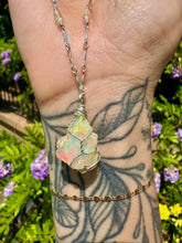 Load image into Gallery viewer, *one of one* raw opal necklace in sterling silver detailed chain 🌈