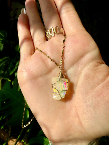 ♡one of one♡ raw opal necklace gold 🌈