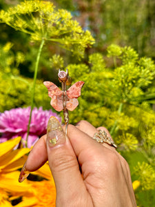 *one of one*♡ 14k gold pink lace agate butterfly smoke ring