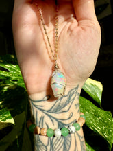 Load image into Gallery viewer, ♡one of one♡ iridescent raw opal necklace in 14k gold ***