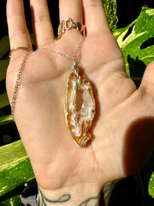 ♡one of one♡ agate geode necklace sterling silver