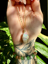 Load image into Gallery viewer, ♡one of one♡ iridescent raw opal necklace in 14k gold ***