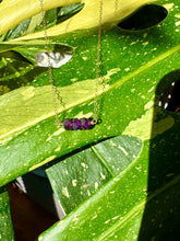 Load image into Gallery viewer, amethyst bar necklace 14k gold