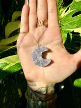 Load image into Gallery viewer, ♡one of one♡ amethyst druzy moon necklace sterling silver