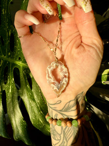♡one of one♡ agate geode necklace 14k gold