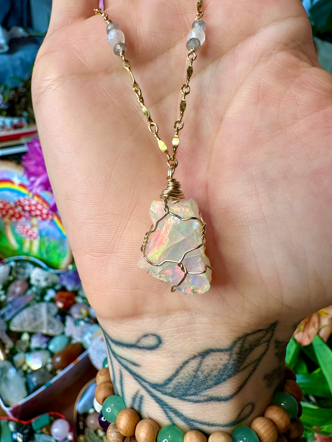 NEW ♡one of one♡ raw opal necklace 14k gold