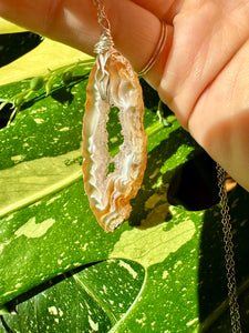 ♡one of one♡ agate geode necklace sterling silver