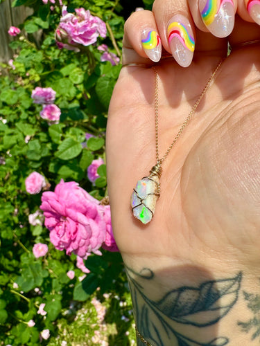 *♡one of one♡ raw opal necklace in 14k gold 🌈