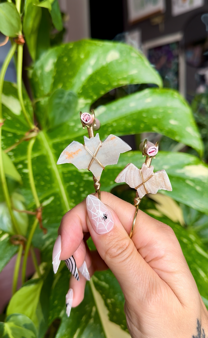 chalcedony druzy bat smoke ring ♡