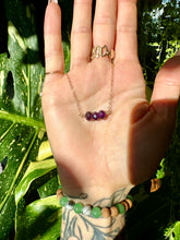 Load image into Gallery viewer, amethyst bar necklace 14k gold