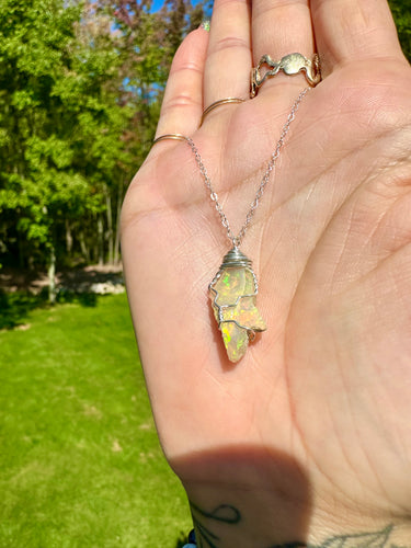 ♡one of one♡ lil raw opal necklace sterling silver