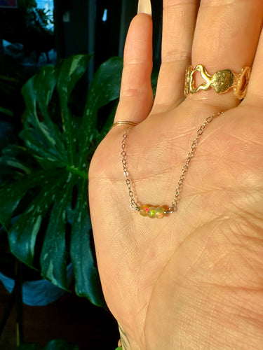 opal mini bar necklace sterling silver