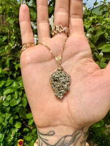 ♡*one of one*♡ raw pyrite nug necklace gold