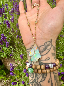 ♡*one of one*♡ raw opal gold necklace 🌈