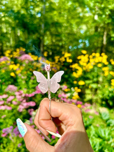 ♡*one of one*♡ sterling silver rose quartz butterfly smoke ring