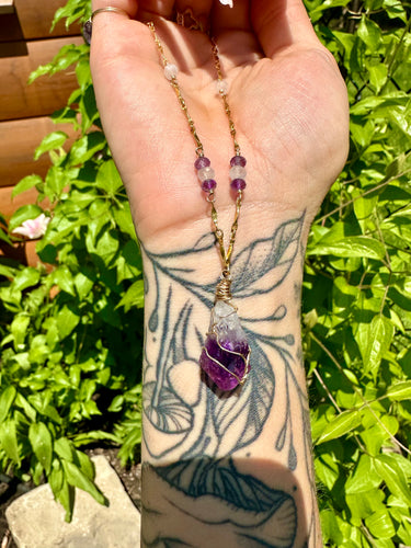 raw amethyst necklace