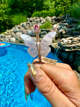 Load image into Gallery viewer, ♡*one of one*♡ 14k gold rose quartz butterfly smoke ring