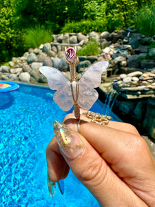 ♡*one of one*♡ 14k gold rose quartz butterfly smoke ring