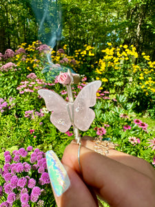 ♡*one of one*♡ sterling silver rose quartz butterfly smoke ring
