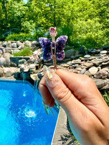 ♡*one of one*♡ 14k gold amethyst butterfly smoke ring