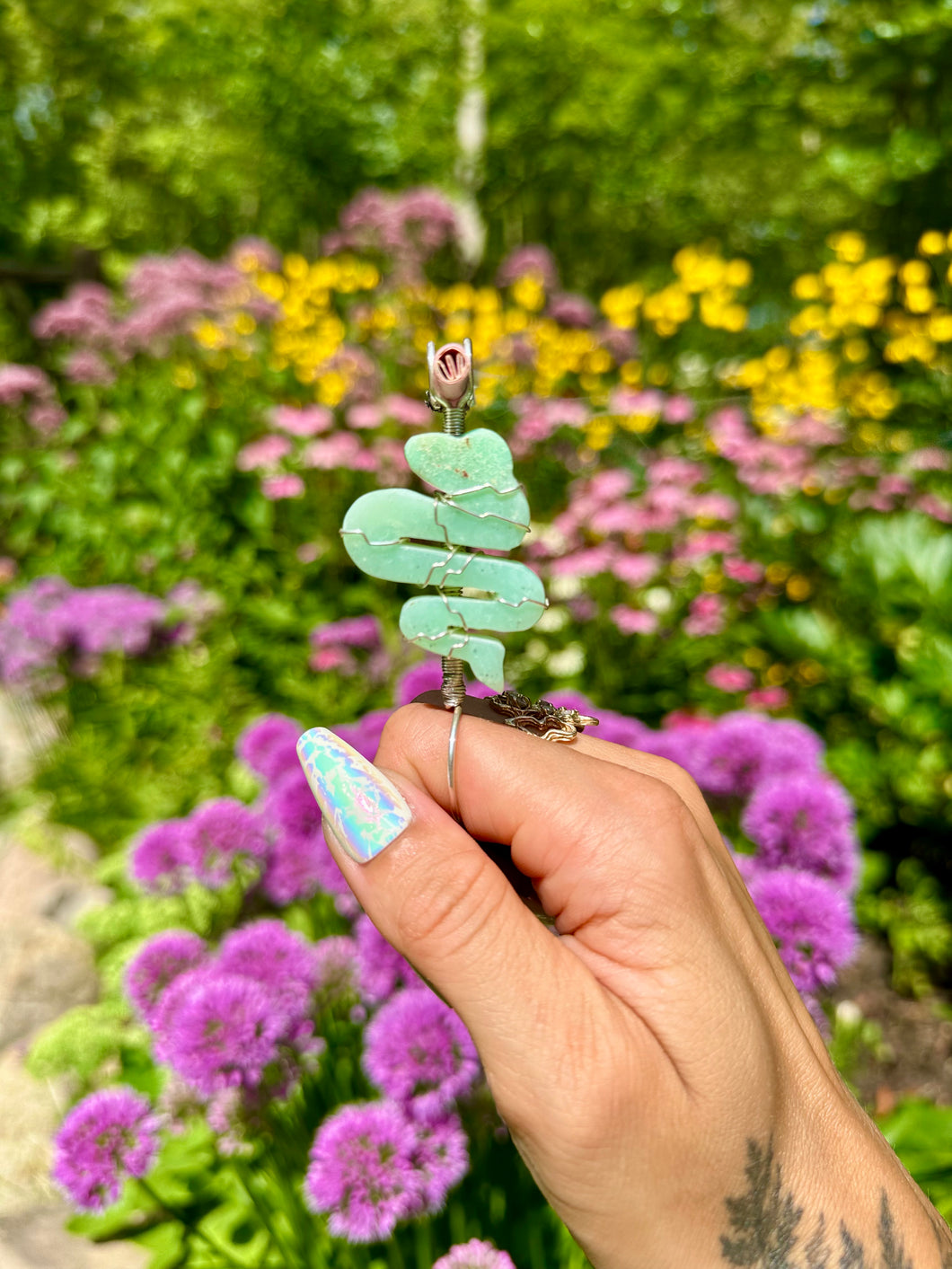 ♡*one of one*♡ sterling silver chrysoprase snake smoke ring