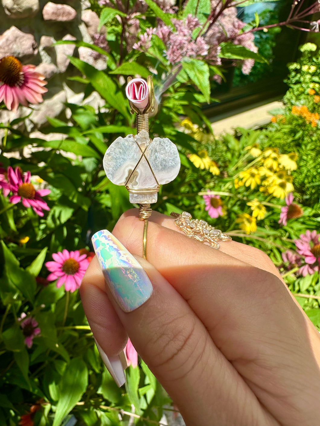 raw quartz mushroom smoke ring ♡•  *pre-order*