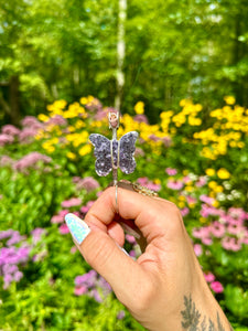 ♡*one of one*♡ sterling silver amethyst druzy butterfly smoke ring