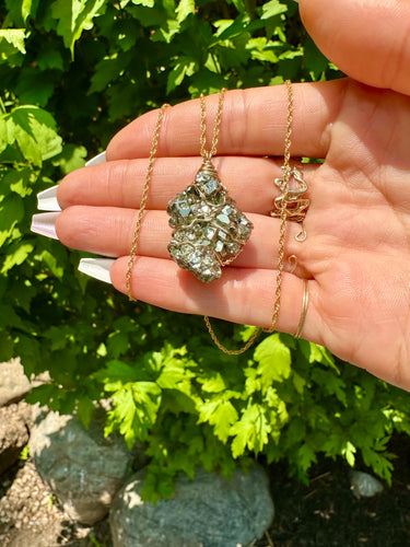 little raw pyrite nug necklace