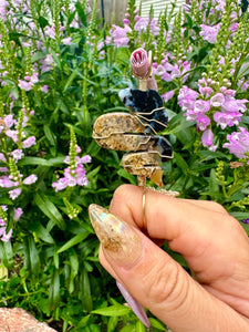 ♡*one of one*♡ 14k gold petrified palm snake smoke ring