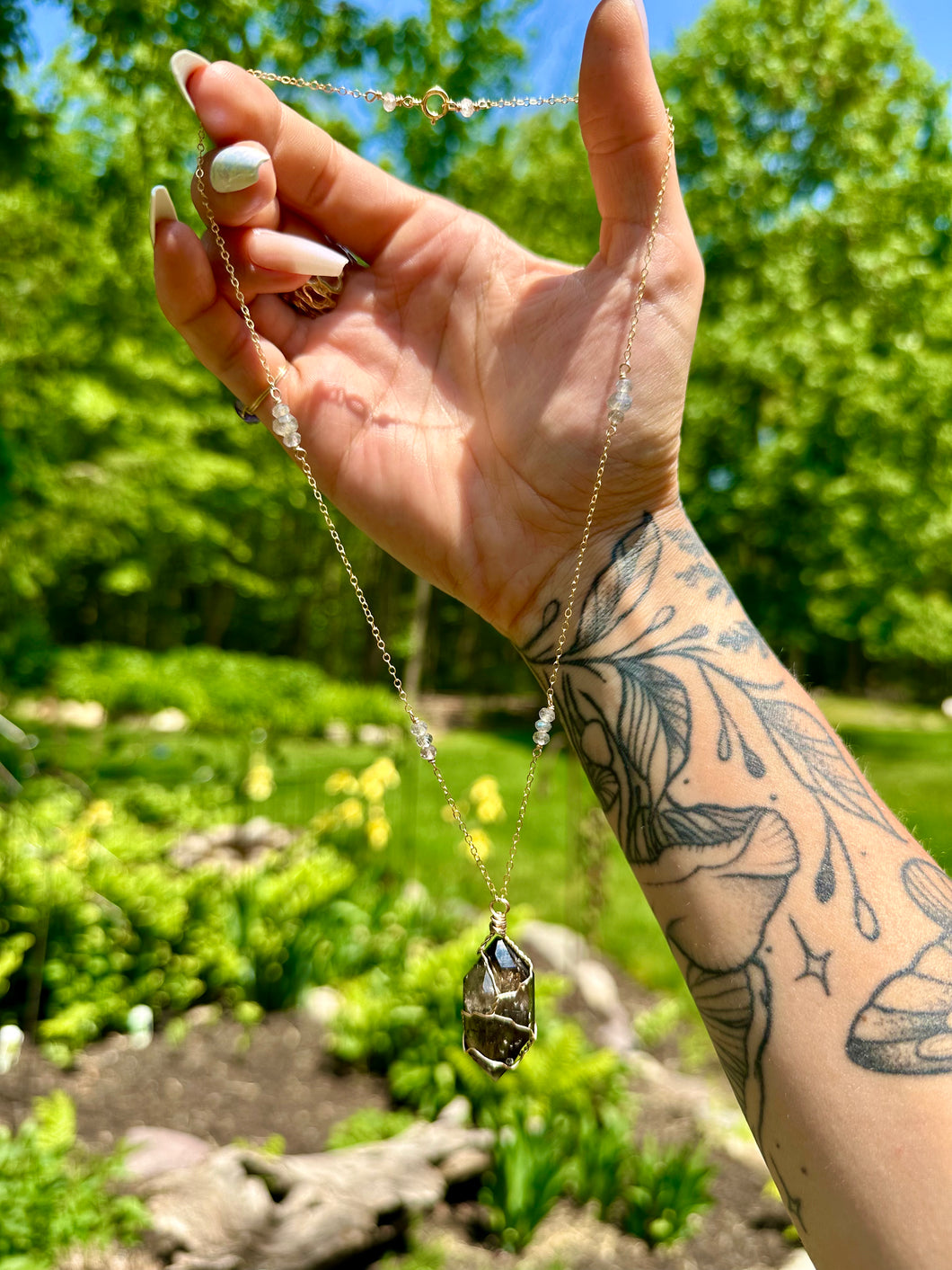 raw smoky quartz necklace