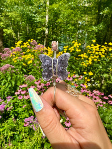 ♡*one of one*♡ sterling silver amethyst druzy butterfly smoke ring