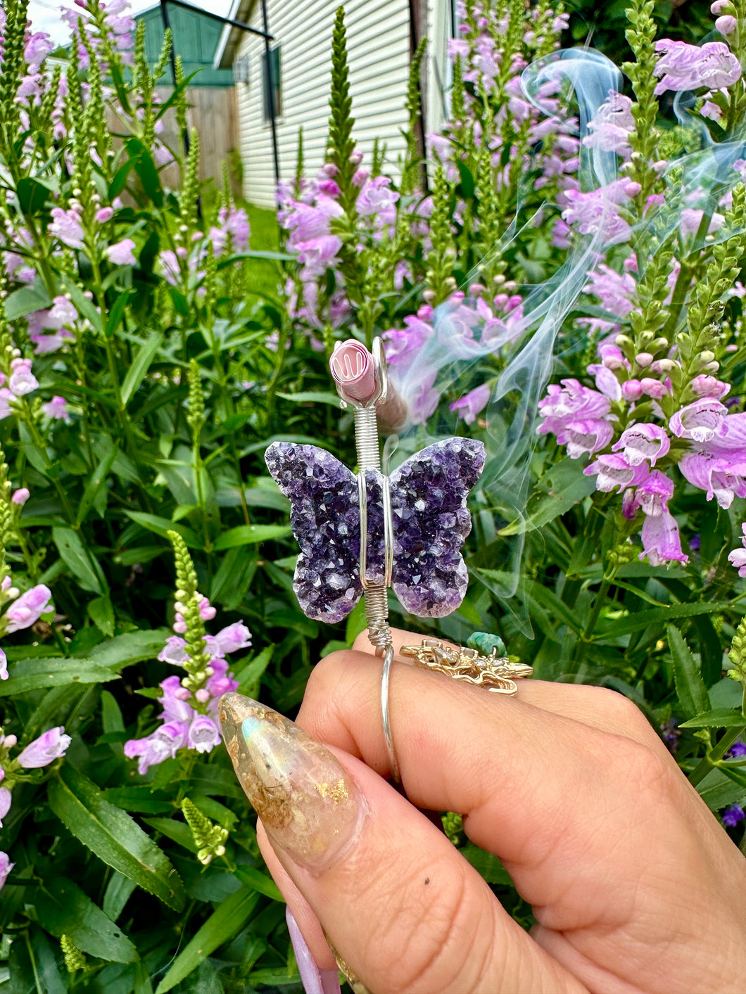 ♡*one of one*♡ sterling silver amethyst butterfly smoke ring